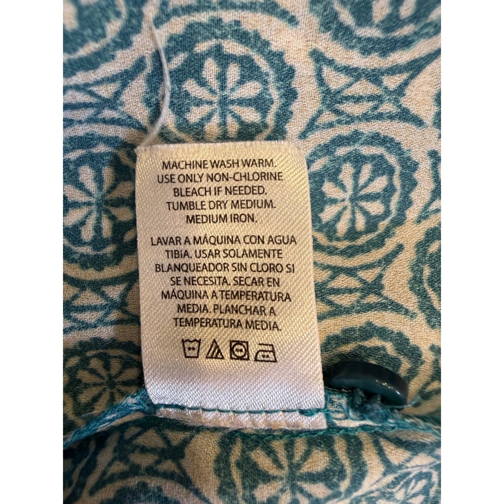 Terra & Sky Womens Top Blue 2X Boho Peplum Medallion Print Blouse Casual Office - Picture 8 of 8